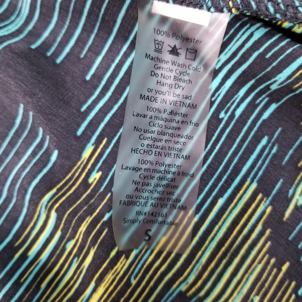 LuLaRoe Joy Vest Women S Small Green Yellow Zig Zag Abstract Sleeveless Duster - Picture 6 of 10